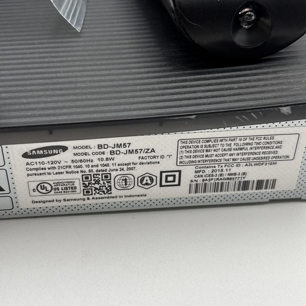 Samsung BD-JM57 Blu-ray DVD Player with Remote and HDMI Wi-Fi Streaming - TESTED